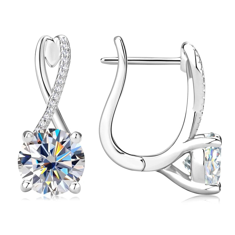 Anziw Real 925 Silver 4CTTW D VVS1 Moissanite Drop Earrings for Women Infinite Studs Earring GRA Certified Wedding Jewelry Gifts