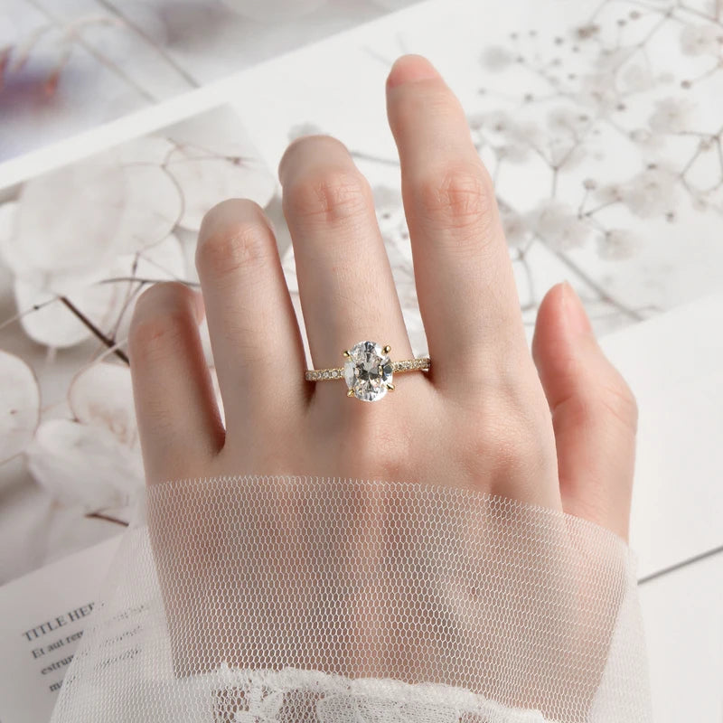 3.0CT D Oval Cut Moissanite Engagement Wedding Ring for Women 925 Sterling Sliver Promise Bands Vintage Finger Jewelry Certified
