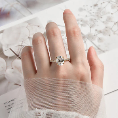 3.0CT D Oval Cut Moissanite Engagement Wedding Ring for Women 925 Sterling Sliver Promise Bands Vintage Finger Jewelry Certified