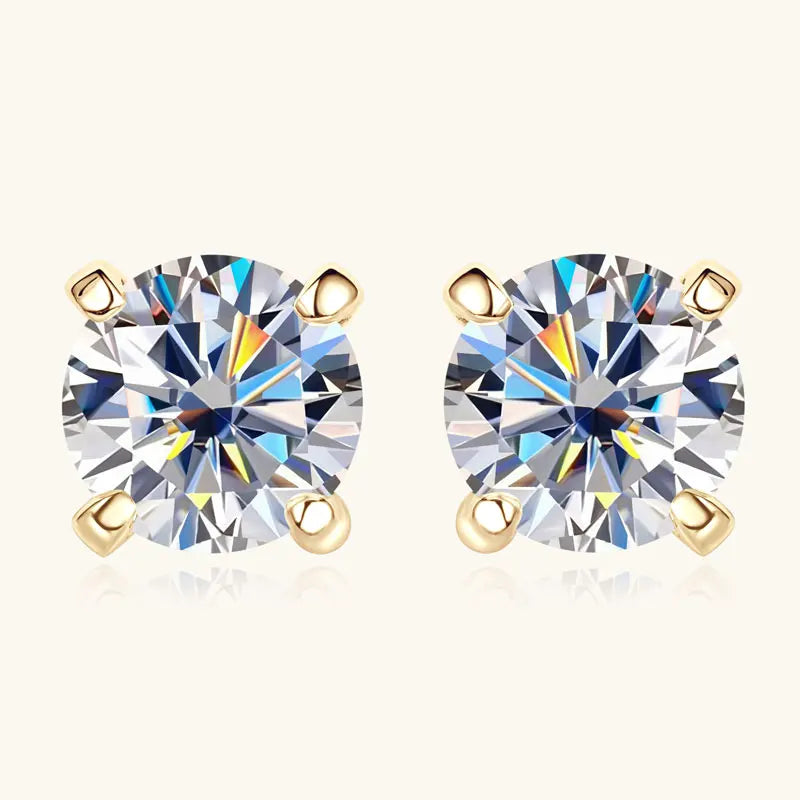 Anziw 10K Yellow Gold Moissanite Sparking Stud Earrings for Couple Men Women Real Gold Wedding Jewelry D Color VVS1 Lab Diamond