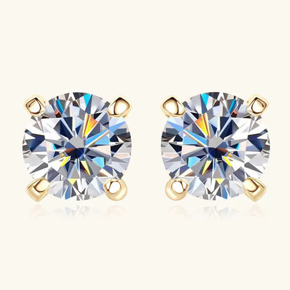 Anziw 10K Yellow Gold Moissanite Sparking Stud Earrings for Couple Men Women Real Gold Wedding Jewelry D Color VVS1 Lab Diamond