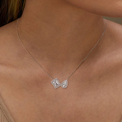 3CTW. 2ct Emerald Cut and Pear Cut D Moissanite Pendant Necklace for Women s925 Silver Certified Jewelry Party Birthday Gift