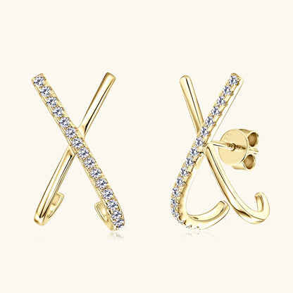 Anziw 2025 New Trend Moissanite Earrings 925 Silver Cross X Shape Stud Earrings for Women Daily Wear Fine Jewelry Gift Birthday