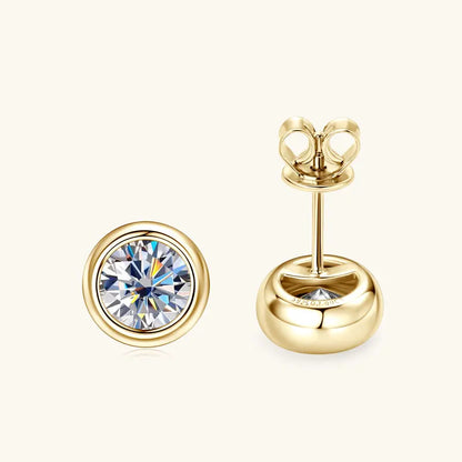 Anziw Bezel 5mm 6.5mm 1CT D Color Moissanite Earrings 925 Sterling Silver Plated K Gold Earrings for Men Women Gift Valentine's