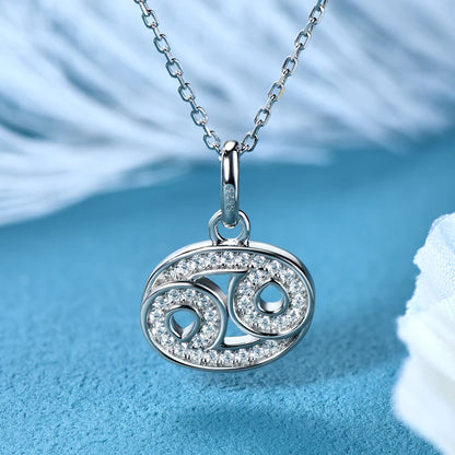 925 Sterling Silver Zodiac Sign 12 Constellation Pendant Micro-Set 1mm Moissanite Necklace Charm For Women Jewelry Birthday Gift