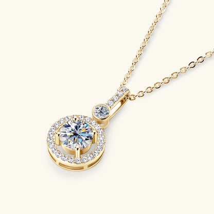 Anziw 925 Sterling Silver Pendant Necklace Moissanite 6.5mm 1.33CTW. Round Cut Birthday Party Valentine Day Gift Women Jewelry