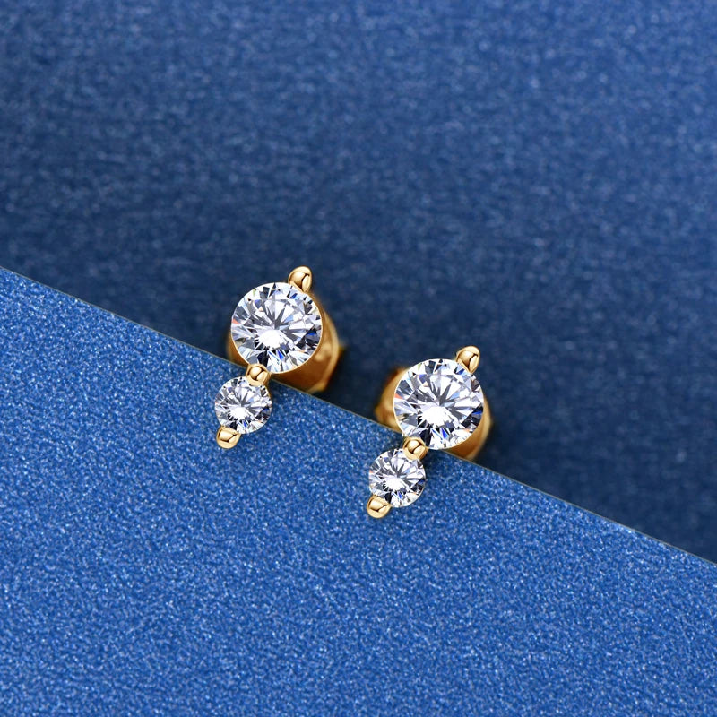 Anziw Cute Mini Moissanite Stud Earrings 100% Silver 925 Sterling Earrings Piercing Ear for Women Fine Jewelry with Certificate