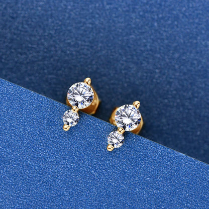Anziw Cute Mini Moissanite Stud Earrings 100% Silver 925 Sterling Earrings Piercing Ear for Women Fine Jewelry with Certificate