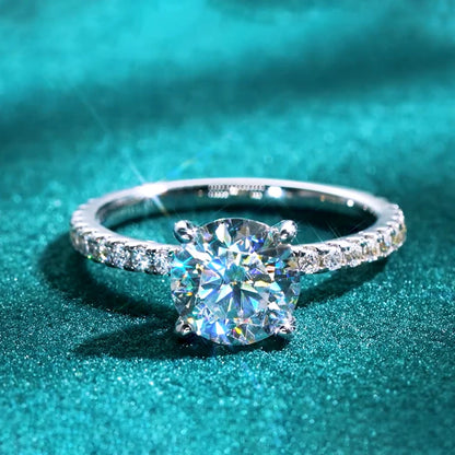 Anziw Solitaire 2ct Moissanite Diamond Ring 925 Sterling Sliver Sparking Wedding Promise Finger Rings for Women with Certificate