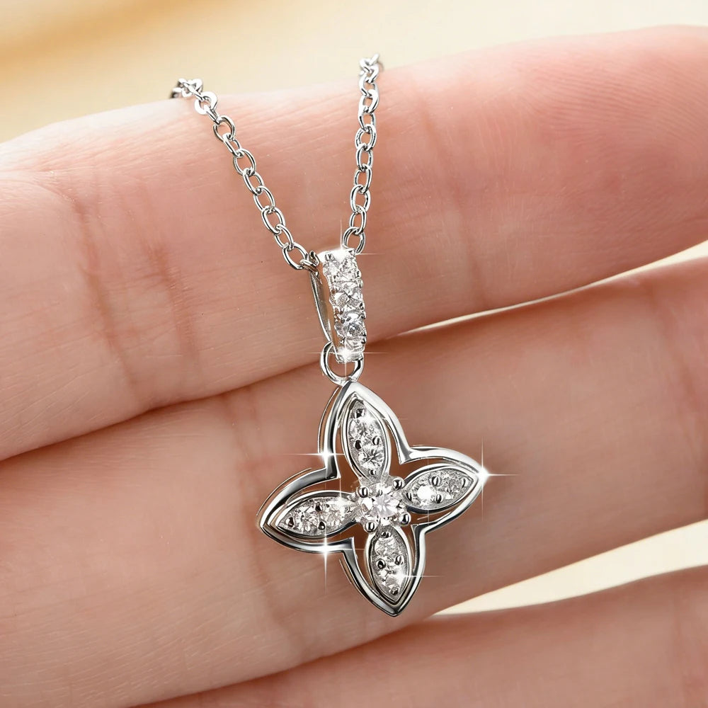 Anziw 14k Gold Filled Adjustable Necklace Moissanite Flower Pendant Gold Bonded Necklaces Collar for Women GRA Certified Jewelry