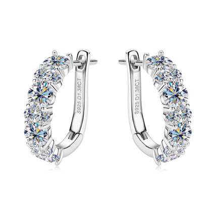 Anziw 2.76CTTW. Moissanite Earrings Luxury 925 Sterling Silver Hoop Stud Earrings for Women Wedding Party 2024 New Jewelry Gifts