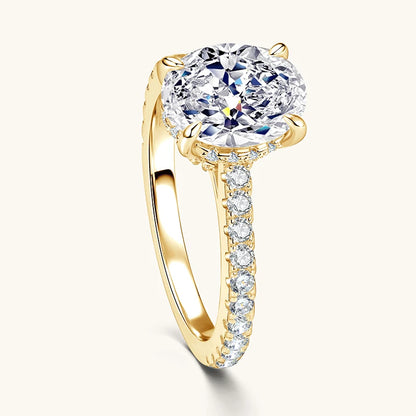 Anziw Real 3.0CT D Oval Moissanite Promise Ring for Women 925 Sliver Engagement Wedding Finger Jewelry GRA Certified Rings S925
