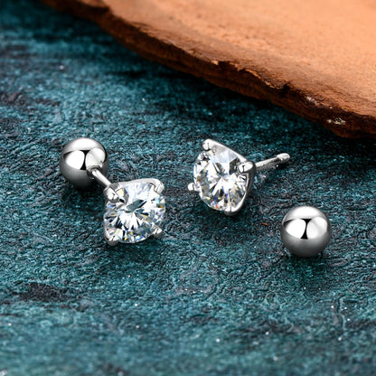 Anziw 2.0ctw D Color Moissanite Earrings Studs Original 925 Silver Earrings Ball Screw Back Jewelry for Women Men 6.5mm 1 Carat