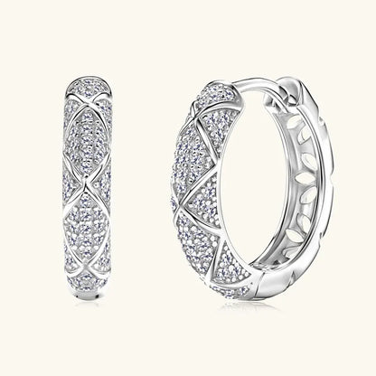 Anziw 2025 New Pave D Moissanite Hoop Huggies Earrings 925 Silver for Women S925 Trendy Fine Jewelry Certified lab Diamond Gift