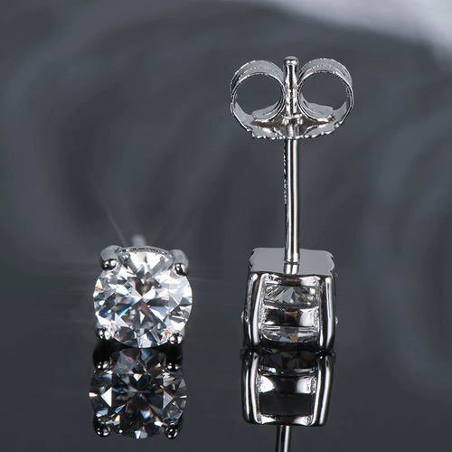 Anziw Sparkle Real Moissanite Black Stud Earrings Diamond 925 Silver Gold Ear Piercing Jewelry for Women Men Gifts 3mm/4mm/5mm