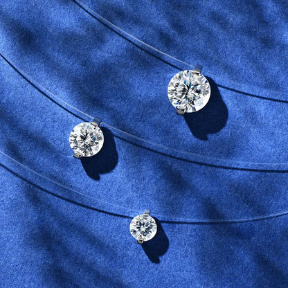 Anziw 2ct 1ct 0.5ct D Moissanite Pendant Necklaces for Women 925 Silver Adjustable Invisible Fish Line Chain Choker Gift 6.5-8mm