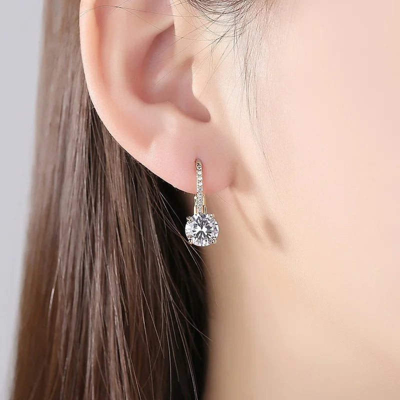 Trendy 14K Gold Plated Earrings 2023 Silver Hoops 925 Dangle Earrings for Women Lever Back Moissanite Earring Drop Girls Jewelry