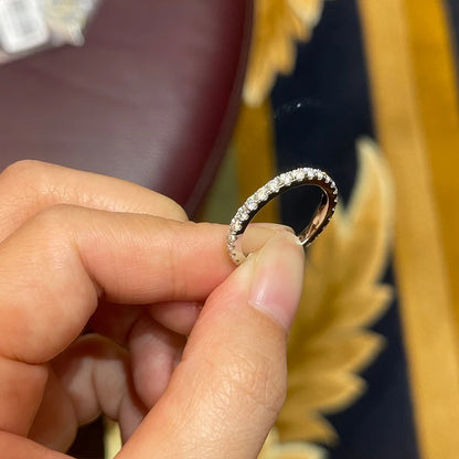 Anziw Classic Stackable Rings 925 Sterling Silver 2mm D Moissanite Eternity Band Wedding Engagement Ring for Women Fine Jewelry