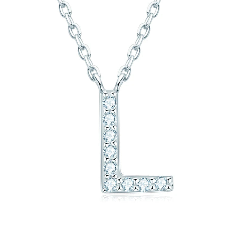 Anziw Initial Moissanite 26 Letter Pendant Necklace for Women Men Real Silver 925 Name Pendant Fine Jewelry Valentine's Day Gift