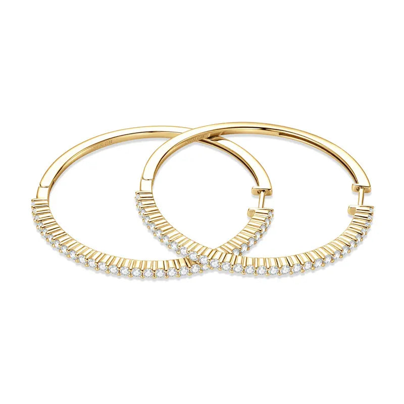 Anziw 2mm Moissanite Hoop Earrings for Women 925 Silver 40mm Large Big Hoops Piercing Earrings Fashion Fine Jewelry Party Gifts