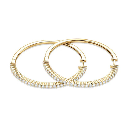 Anziw 2mm Moissanite Hoop Earrings for Women 925 Silver 40mm Large Big Hoops Piercing Earrings Fashion Fine Jewelry Party Gifts