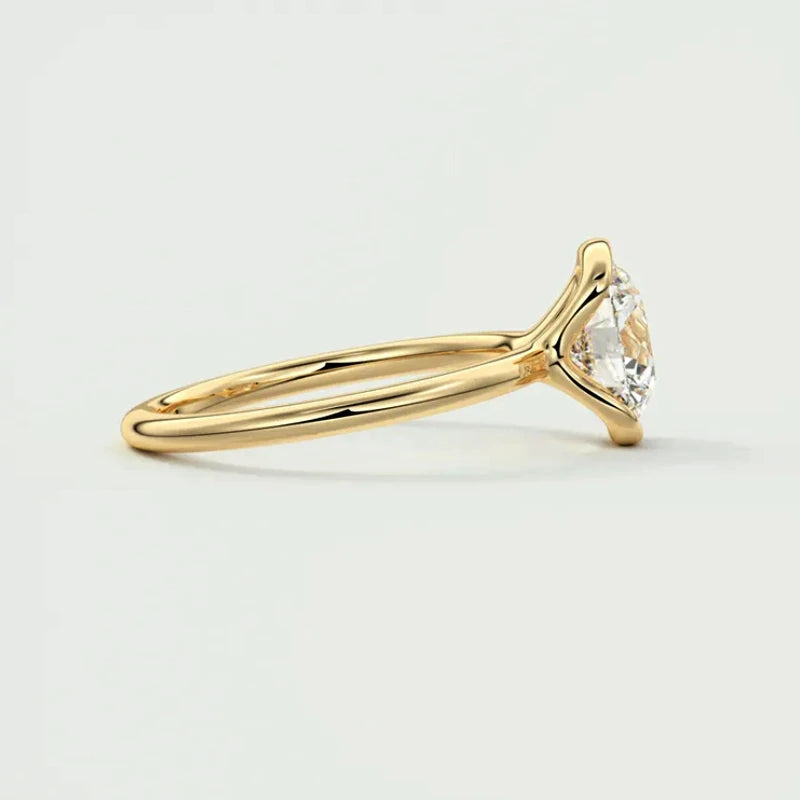 18k Gold Plated Wedding Ring 1.0CT D Color Moissanite Solitaire Ring Promise Bands for Women 925 Sterling Silver Certificate