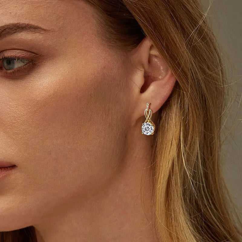 Anziw Real 925 Silver 4CTTW D VVS1 Moissanite Drop Earrings for Women Infinite Studs Earring GRA Certified Wedding Jewelry Gifts