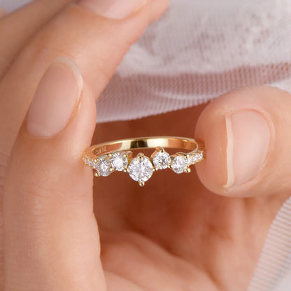 Anziw Real S925 Ring Cluster Moissanite Sterling Silver Wedding Engagement Finger Rings Fashion Band for Women Fine Jewelry 925