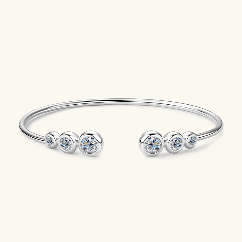 Anziw Simple Open Ended Bracelets Cuff Silver 925 D Color Moissanite Bracelet Bangle for Women Luxury Gold Plated Charm Jewelry