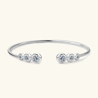 Anziw Simple Open Ended Bracelets Cuff Silver 925 D Color Moissanite Bracelet Bangle for Women Luxury Gold Plated Charm Jewelry