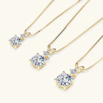 Anziw 1CT 2CT 3CT Moissanite Pendant Necklace for Women 925 Silver Adjustable Chain Sparking Two Stones Necklaces Gift Valentine