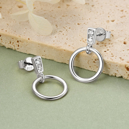 Anziw 925 Sterling Silver Circle Dangle Drop Earrings for Women Moissanite Stud Earrings Minimalist Wedding Party Jewelry 2024