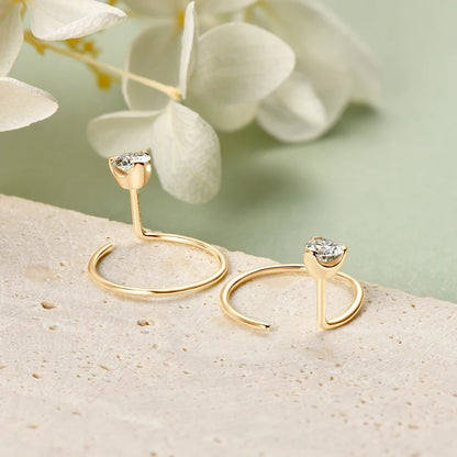 Anziw 100% 925 Silver Circle Piercing Earrings for Women 4mm 0.3ct Moissanite Earring Studs Threader Wedding Party Jewelry 2024