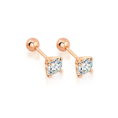 4MM 5MM 6.5MM D Round Moissanite Earrings Women's Simple 4 Claw Stud Earrings Real 925 Sterling Silver Hypoallergenic Daily Wear
