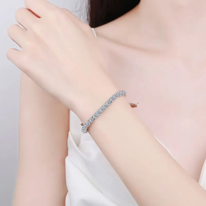 Anziw D VVS1 Moissanite Tennis Bracelet Original 925 Sterling Silver Certified Bracelet for Women Man Plated 18k Gold S925 Jewel