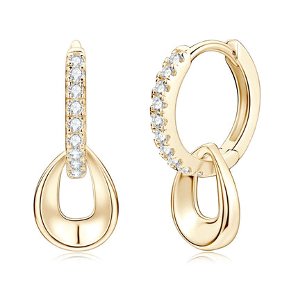 Anziw D Moissanite Hoops Earrings Silver 925 1.3mm Round Cut Certified Jewelry for Women Detachable Dangle Earring Gifts for her