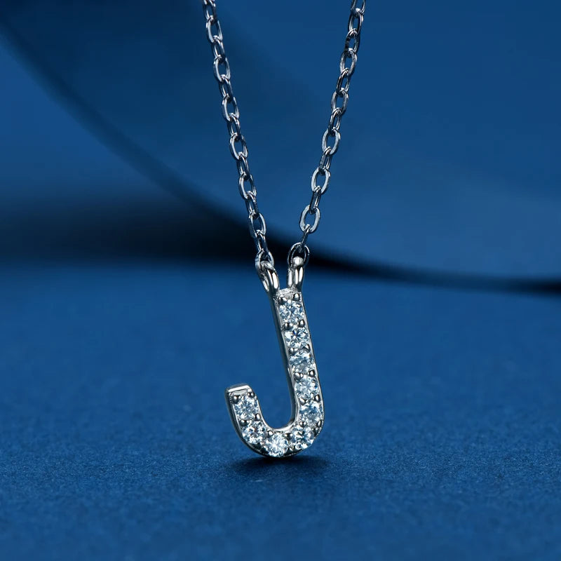 Anziw Initial Moissanite 26 Letter Pendant Necklace for Women Men Real Silver 925 Name Pendant Fine Jewelry Valentine's Day Gift