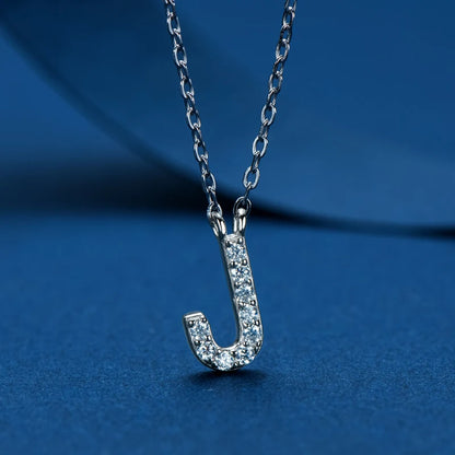 Anziw Initial Moissanite 26 Letter Pendant Necklace for Women Men Real Silver 925 Name Pendant Fine Jewelry Valentine's Day Gift
