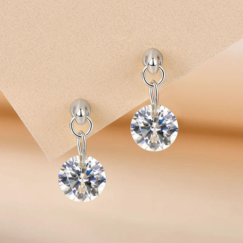 Anziw 925 Sterling Silver 6.5mm 2.0CTTW Moissanite Lab Diamond Drop Dangle Stud Earring for Women Wedding Jewelry Gifts 2026 New