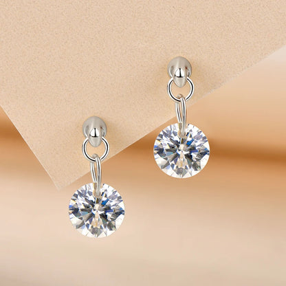 Anziw 925 Sterling Silver 6.5mm 2.0CTTW Moissanite Lab Diamond Drop Dangle Stud Earring for Women Wedding Jewelry Gifts 2026 New