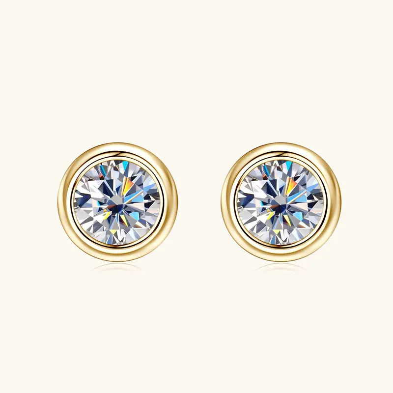 Anziw Bezel 5mm 6.5mm 1CT D Color Moissanite Earrings 925 Sterling Silver Plated K Gold Earrings for Men Women Gift Valentine's