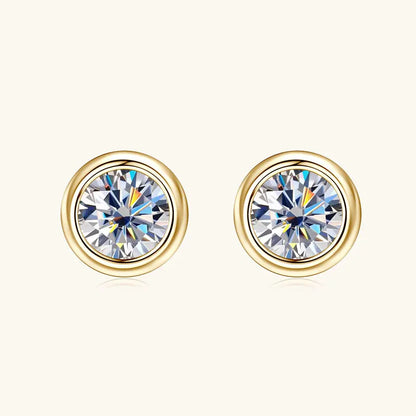Anziw Bezel 5mm 6.5mm 1CT D Color Moissanite Earrings 925 Sterling Silver Plated K Gold Earrings for Men Women Gift Valentine's