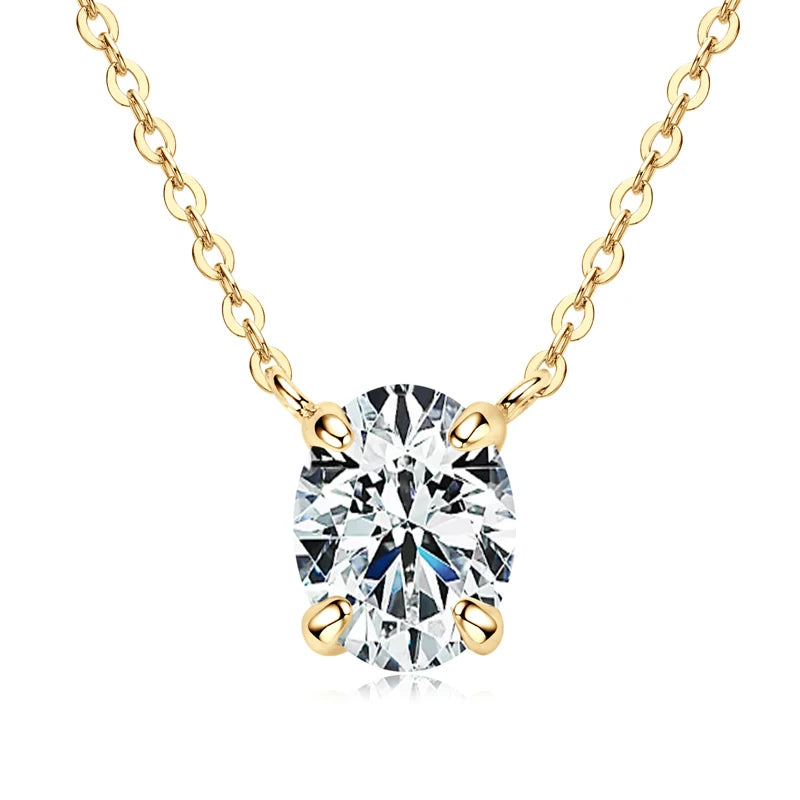 Anziw 2.0CT Oval Cut D Moissanite Solitaire Pendant Necklace for Women 925 Silver Adjustable Chain Certified Fine Jewelry Gifts
