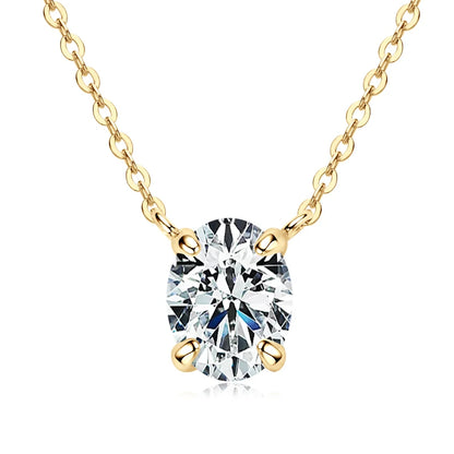 Anziw 2.0CT Oval Cut D Moissanite Solitaire Pendant Necklace for Women 925 Silver Adjustable Chain Certified Fine Jewelry Gifts