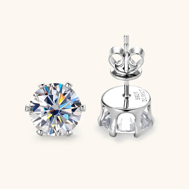 Anziw 3mm-9mm D Round Moissanite Stud Earrings for Women Men Sparking Earrings 925 Silver Hypoallergenic Certified Fine Jewelry