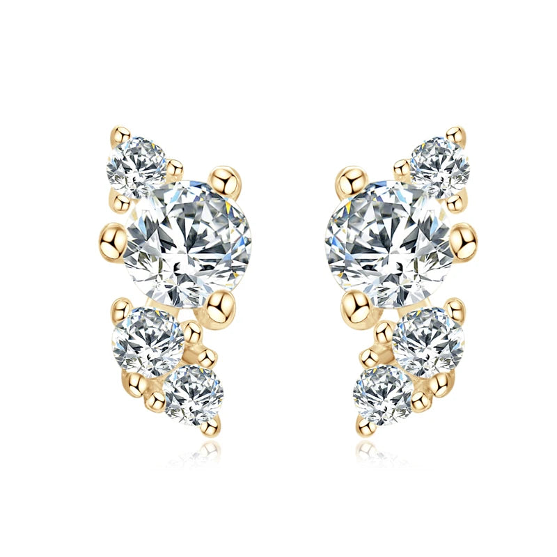 Anziw Cute Mini Moissanite Stud Earrings 100% Silver 925 Sterling Earrings Piercing Ear for Women Fine Jewelry with Certificate