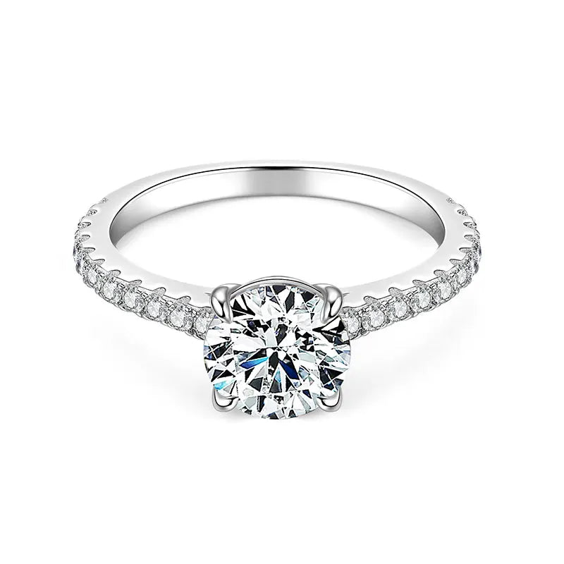 Solitaire 2CT D Round Moissanite Ring for Women 100% Real 925 Silver Engagement Wedding Rings Promise Finger Jewelry Certificate