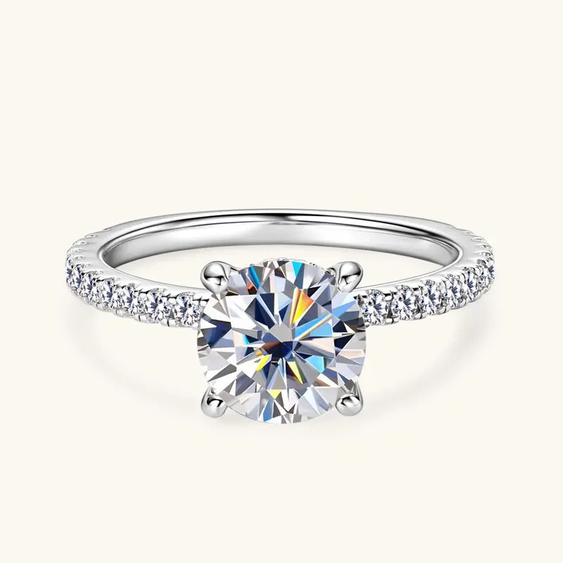 8mm 2.0CT Moissanite Solitaire Ring for Women 18k Gold Plated 925 Silver Engagement Wedding Promise Rings Finger Bands Jewelry