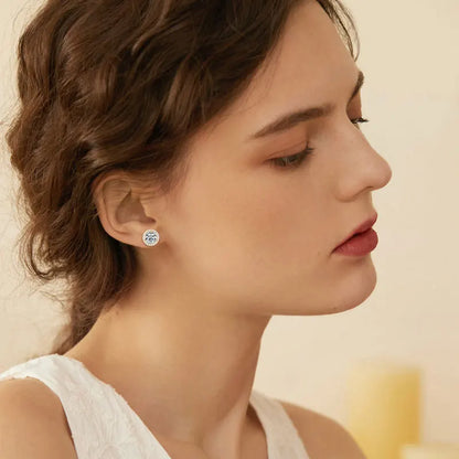 Classic 2CT 1CT 0.5CT D Moissanite Round Stud Earrings for Women Men 925 Silver 3 Claw Sparking Lab Diamond Certified Fine Jewel