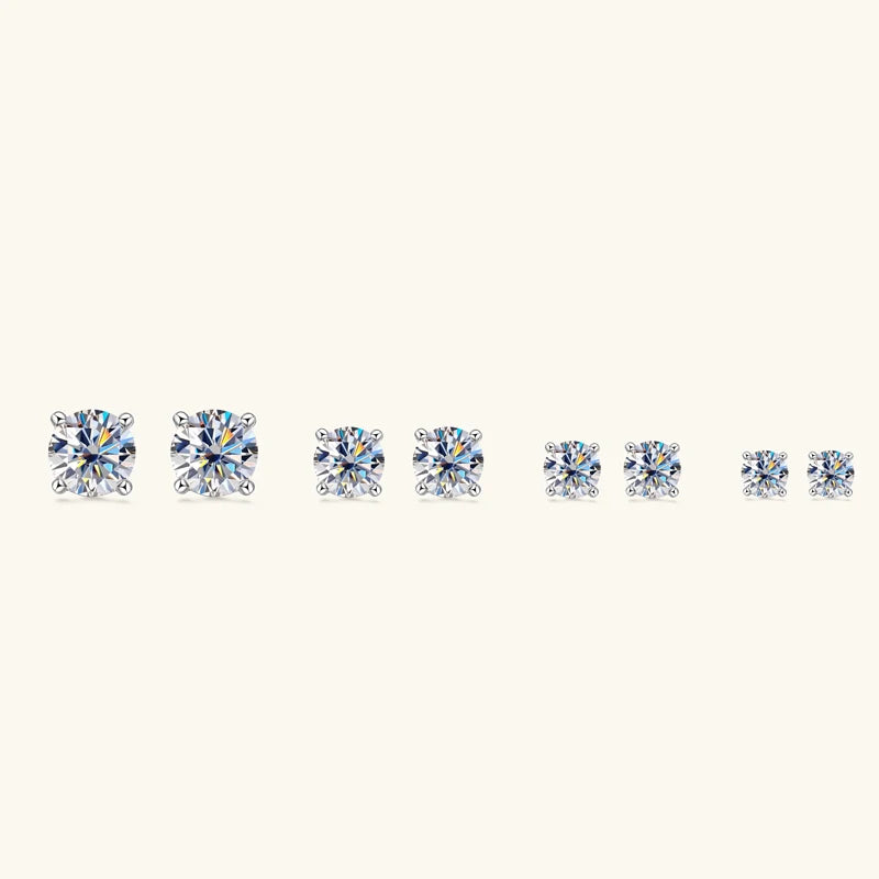 Real 4mm/5mm/6.5mm/8mm D Color Moissanite Stud Earrings for Women Men Solid 925 Sterling Silver 2023 Trend Fine Jewelry Gifts